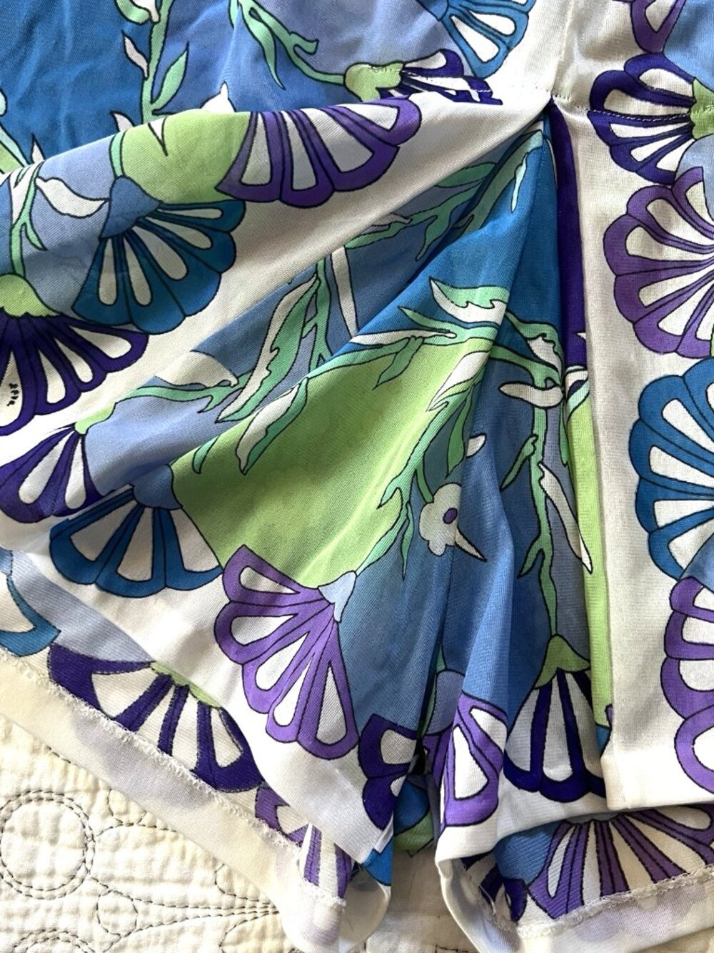 EMILIO PUCCI Vintage Pleated Tap Pants XS Rogers MOD 60's Blue Floral - Picture 2 of 5